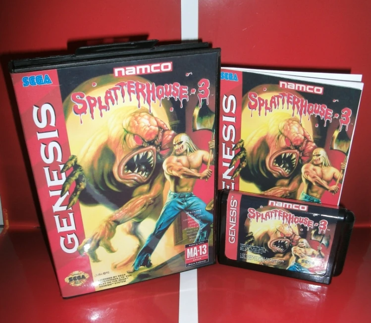 MD games card - Splatter House часть 3 US чехол с коробкой и руководством для Sega Megadrive Genesis видео
