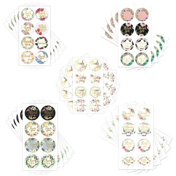 

160pcs 4 Designs Flower Thank You Sticker Wedding Favors Gift Package Seal Label