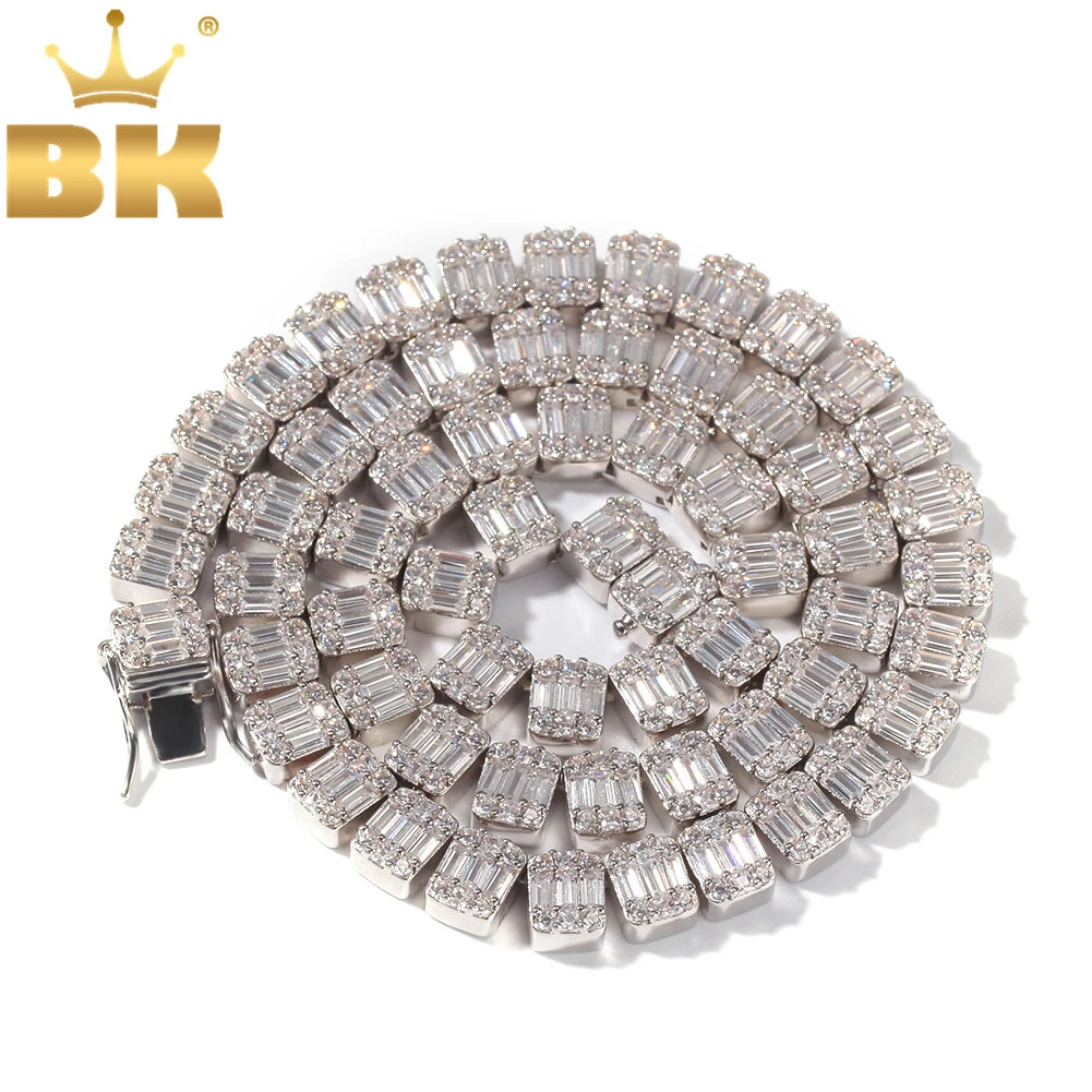 Шикарное ожерелье KING BLING с кубическим цирконием белые квадратные багеты