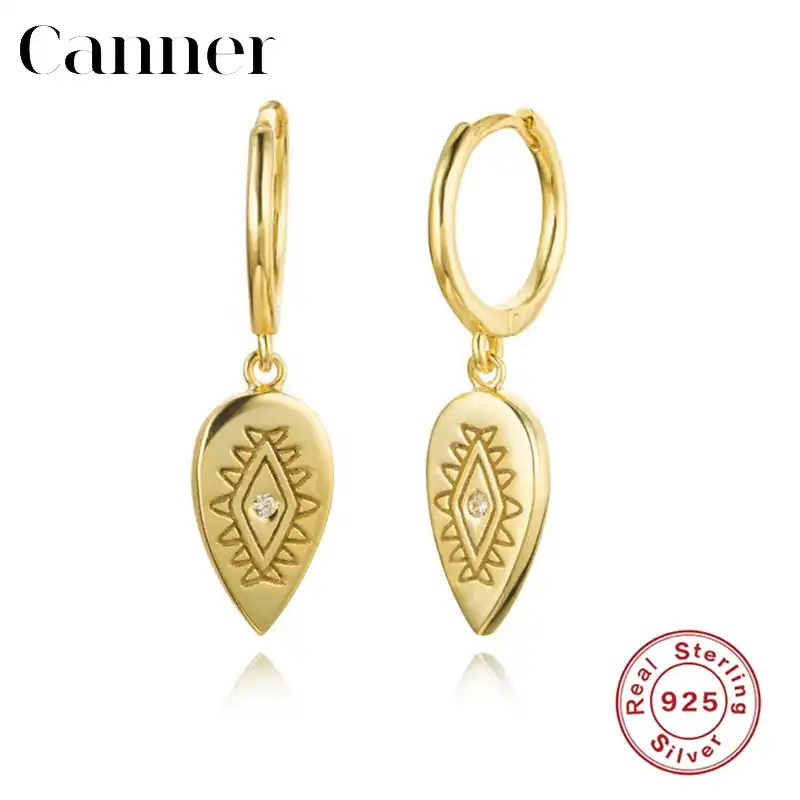 Глаз демона серьги-кольца 925 пробы серебряная капля воды инкрустированные серьги из циркона серебро Золотой Цвет Модные женские ювелирные ...