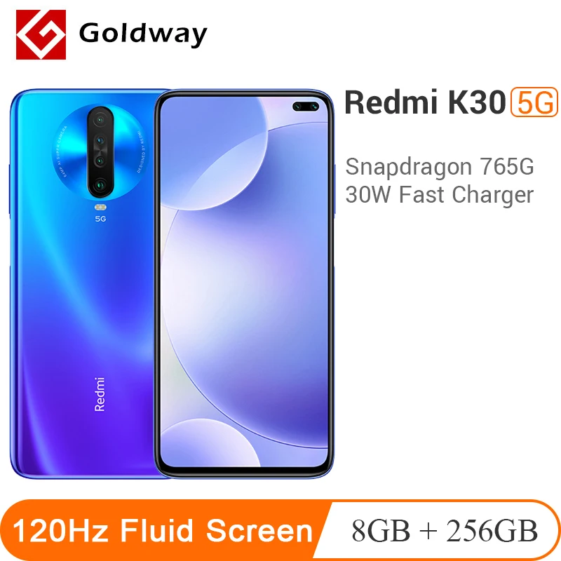 Смартфон Xiaomi Redmi K30 5G 8GB 256 GB, Восьмиядерный процессор Snapdragon 765G, четырехъядерный процессор 64 мп, камера 120 Гц, жидкий дисплей, 4500 мАч, NFC