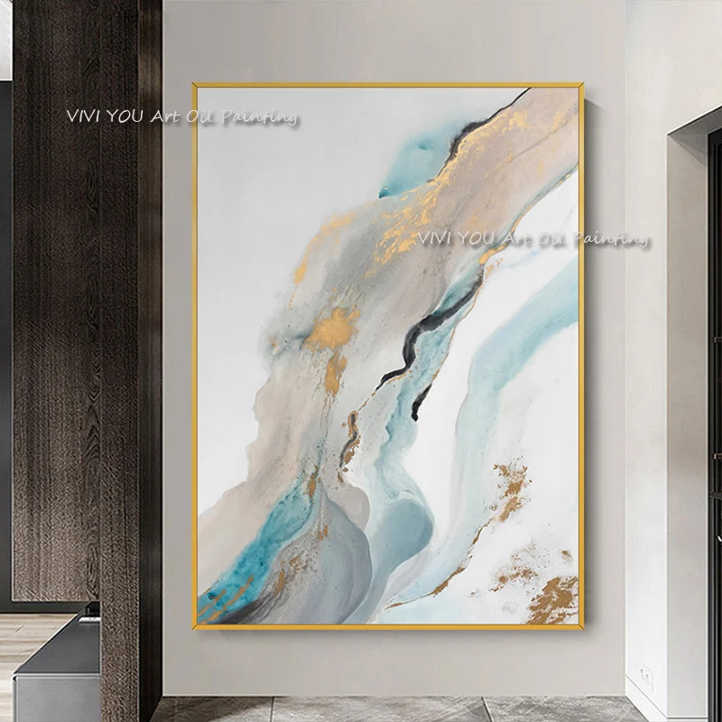 

Big size Handmade thick abstract simple oil painting Gold Gray White gorgeous abstract Painting home Decor Painting on Canvas