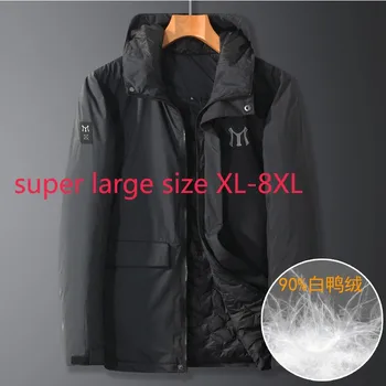 

New Arrival Super Large New Winter Young Men Fashionable Casual Standing Collar Hooded Down Jacket Plus Size XL-5XL 6XL 7XL 8XL