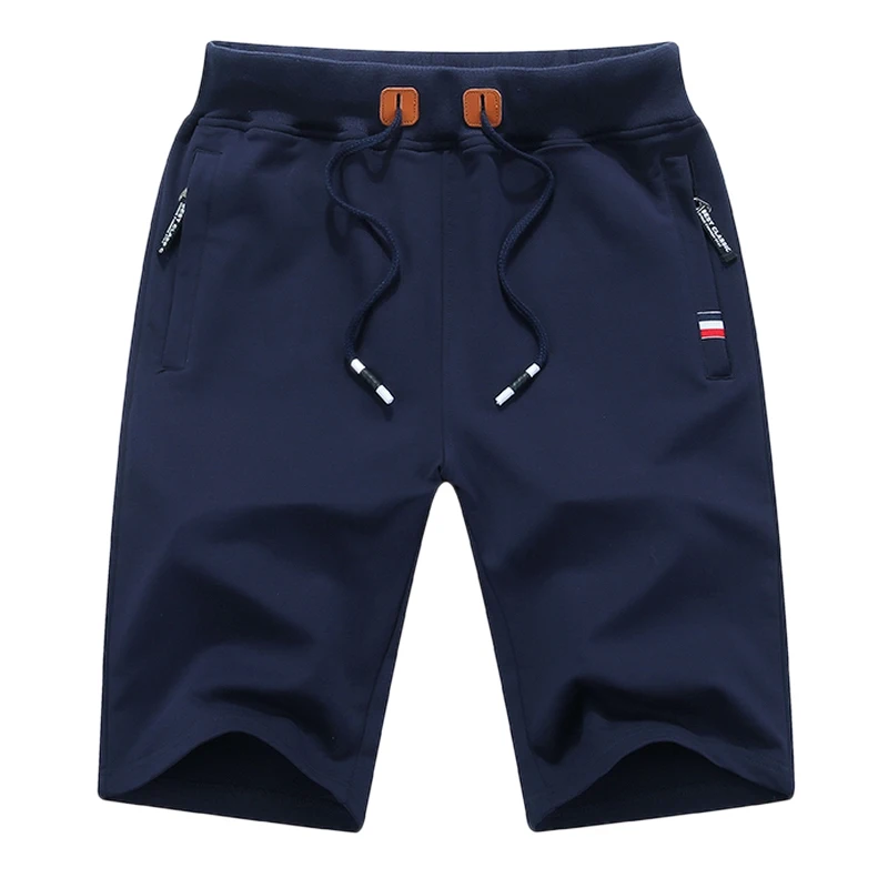 Short Navy Blue HanHent хлопковые повседневные мужские спортивные штаны длинные однотонные спортивные штаны мужские модные тонкие брюки для фитнеса и школы - Цвет: Short Navy Blue