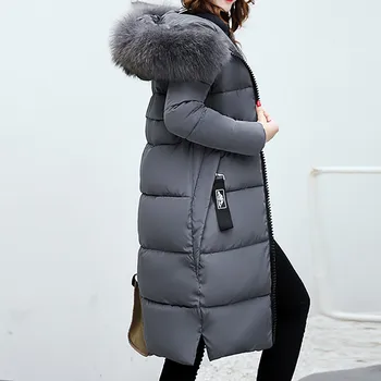 

womens winter coats 2019 Parkas Fake fur collar Snow Wear Coat warm Outwear With a Hood Solid Color Female Long Overcoat