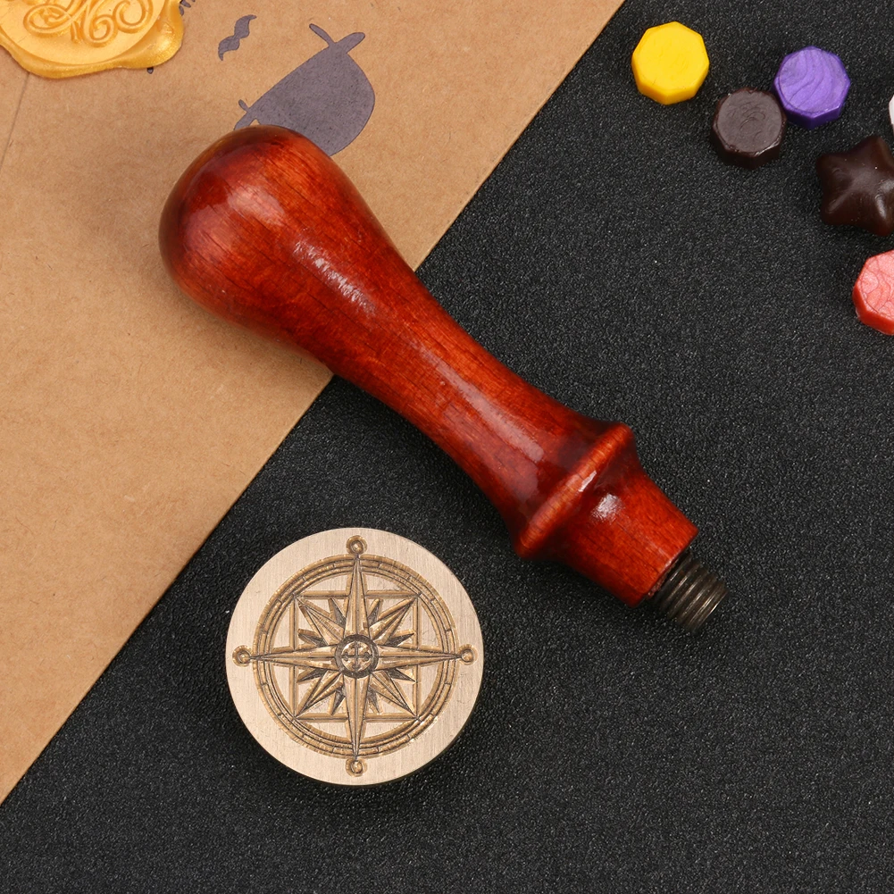 Wood Handle Sealing Stamp Wax Bead Tablet Melting Spoons DIY Mental Handmade Scrapbooking Photo for Album Decor Craft