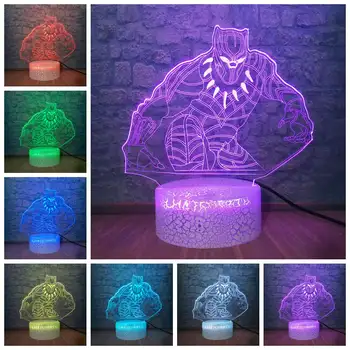 

Marvel Hero Cartoon Avengers Black Panther 3D LED Night Light 7 Color Sleep Table Lamp Home Decor Christmas Gift Free Shipping