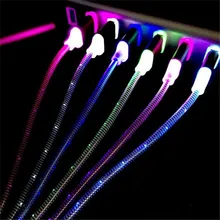LED Lumines Spiral Cable For iPhone Samsung Xiaomi Type C Fast Charge USB Data Cable Micro USB Charging Cable Mobile Phone Cable