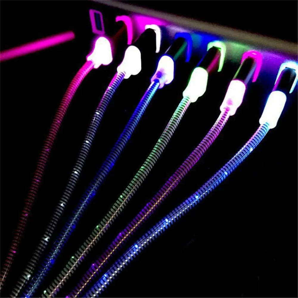 

LED Lumines Spiral Cable For iPhone Samsung Xiaomi Type C Fast Charge USB Data Cable Micro USB Charging Cable Mobile Phone Cable