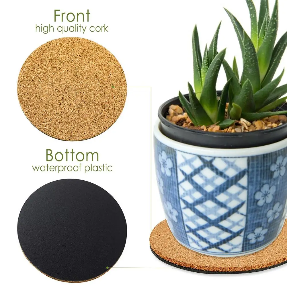 Round Shape Natural Cork Coasters Wine Drink Coffee Tea Cup Mats Table Pad Home Office Kitchen Insulation Cup Mat 6Pcs