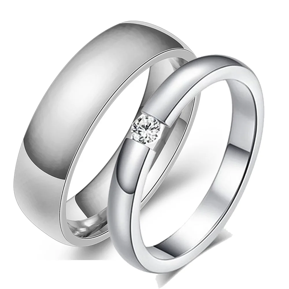 Gold Color Wedding Bands Couple Ring for Women Men Stainless Steel Engagement Rings Anniversary Gift Design