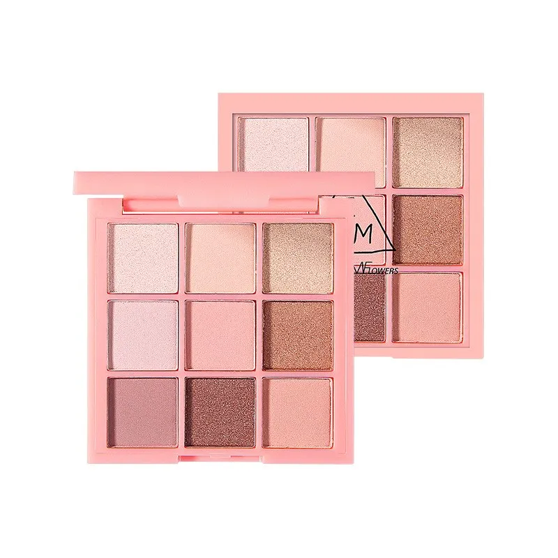 Peach eyeshadow 9 цветов, розовый, красивый, глазурованный макияж, тени для век, палитра для макияжа, кисти, мерцающие, пигментированные, тени для век, палитра для макияжа - Цвет: Peach eyeshadow