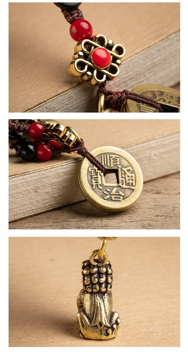 brass lion pendant keychain (4)