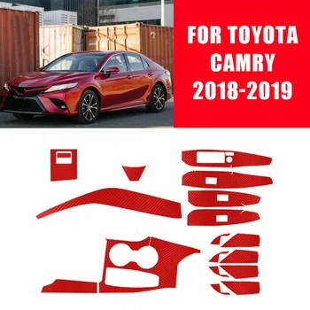 

18pcs/Set Red Carbon Fiber Car Interior Decor Kits Trim Sticker For Toyota Camry 2018-2020 Car Styling Accessories