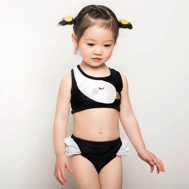 Children Swimming Suit Lovely Princess Small Swan SwimWear Girl Sports Bikini Beach Clothes
