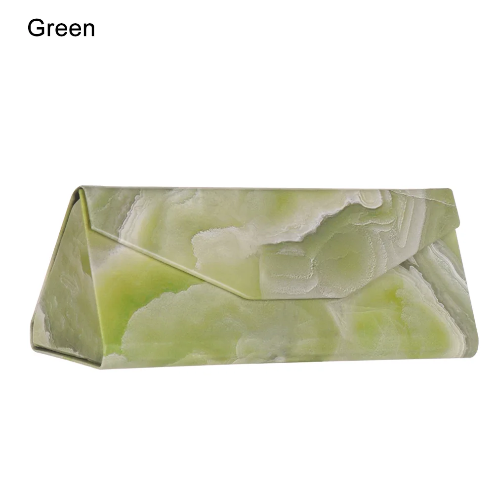 A-green 1 шт. сильный магнит чехол для солнцезащитных очков треугольник цветной мрамор модель очки для чтения протектор портативный складной держатель для очков - Цвет: A-green
