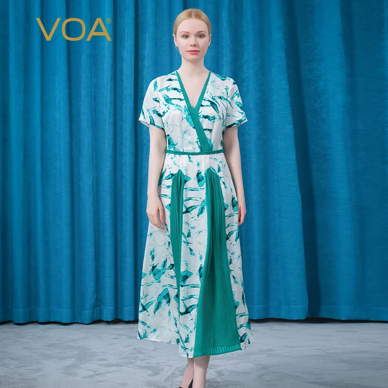 半額販売中 Voaシルクジャカードvネック半袖腰麻三次元花編組装飾さわやかなドレス女性のためのae1 オンラインストア半額 Lp Megaestante Com Br