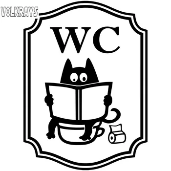 

Volkrays Creative Car Sticker WC Water Closet Cat Accessories Reflective Waterproof Cover Scratches Vinyl Decal,14cm*10cm