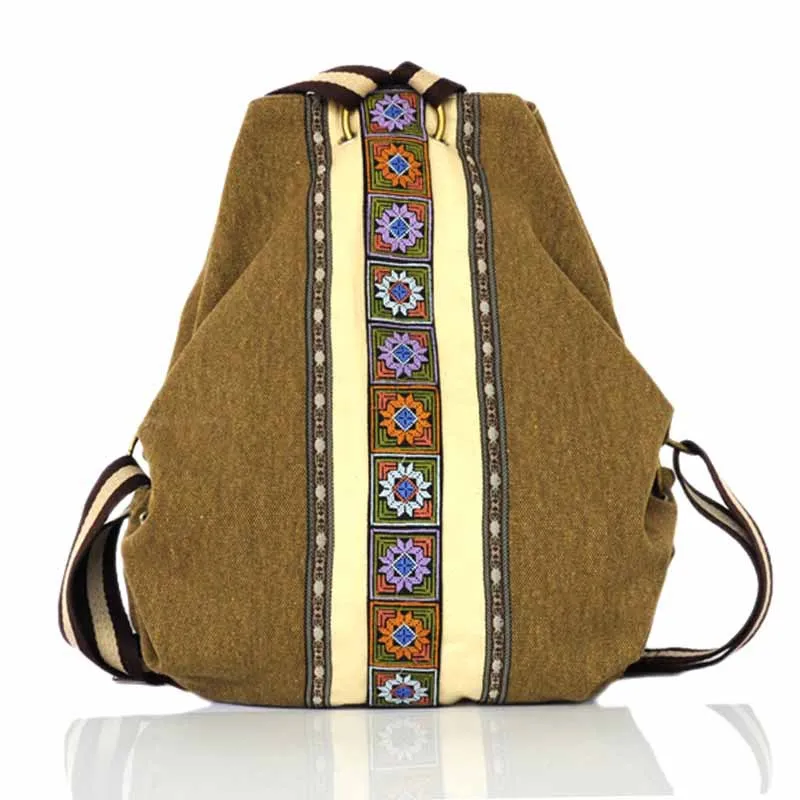 

Ethnic-Style Handmade Embroidery Ethnic Bag Canvas WOMEN'S Backpack Travel Outdoor Backpack STUDENT'S Backpack