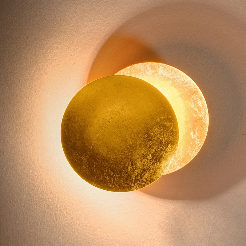 US $59.50 Nordic minimalist personality creative aisle corridor wall lamp bedside living room round gold silver copper LED wall light