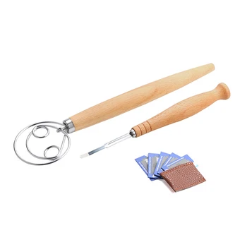 

Dessert Wooden Handle Toast Ergonomic Baking Tool Accessory Bread Cutter Set Biscuit Baguette Dough Whisk Kitchen Gadgets Home