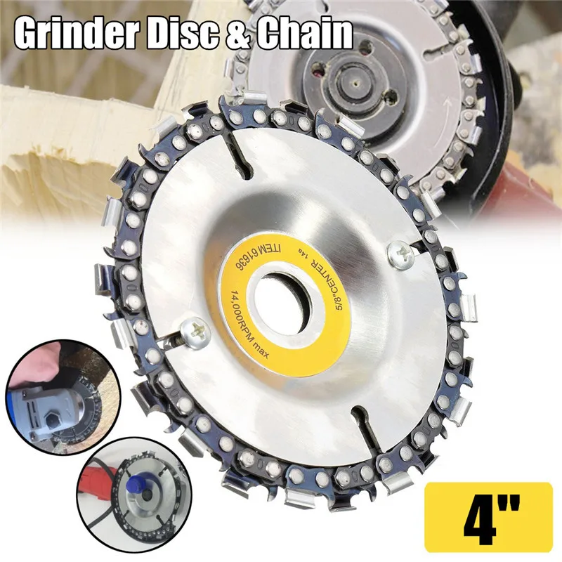 

4 Inch Grinder Chain Disc For 4" 4-1/2" Angle Grinder Tool 22 Tooth Stainless Steel Fine Abrasive Cut Wood Carving Chain Plate