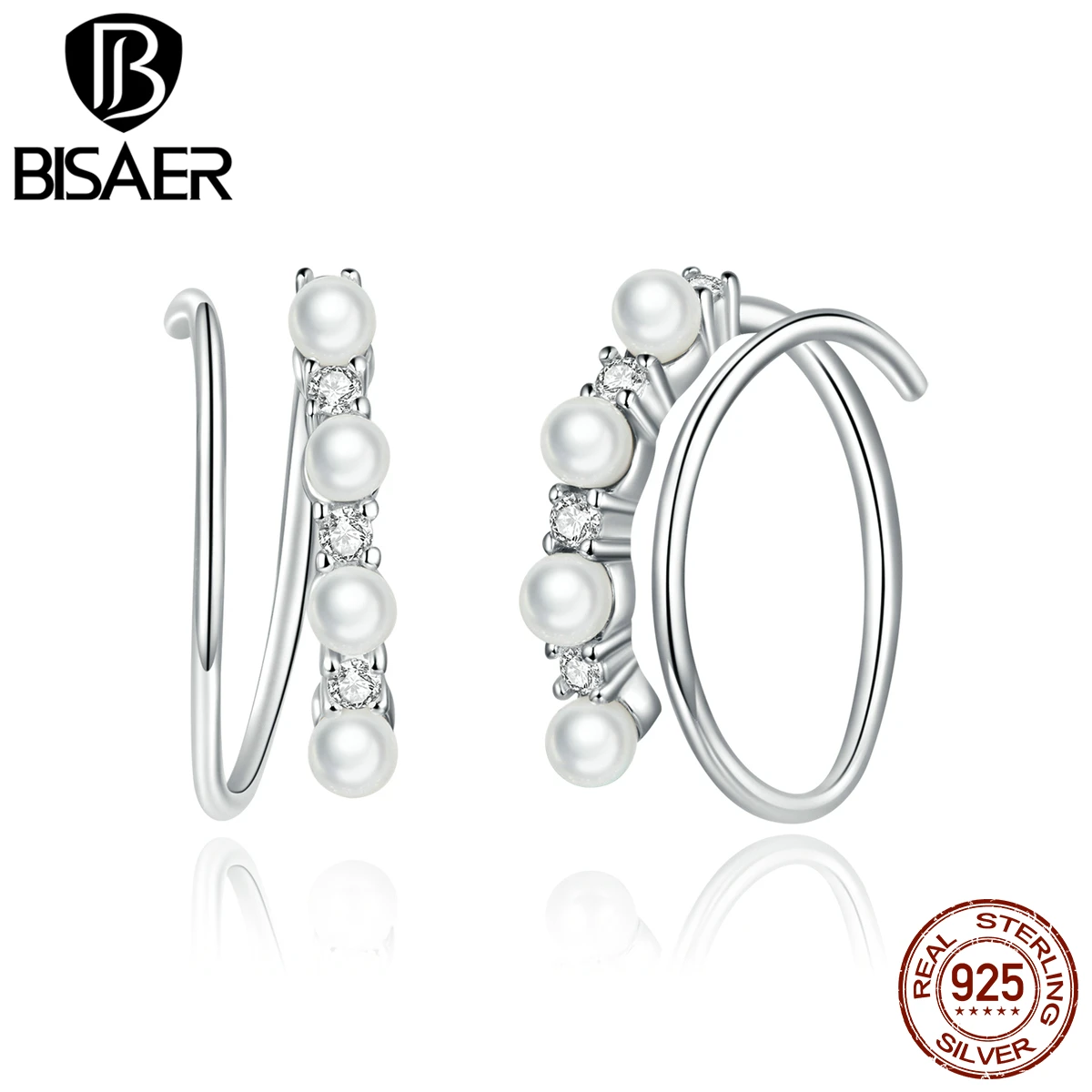 

BISAER Simple Geometry 925 Sterling Silver Clear CZ Forever Circle Earrings Round Stud Earrings for Women Fashion Earrings 2020