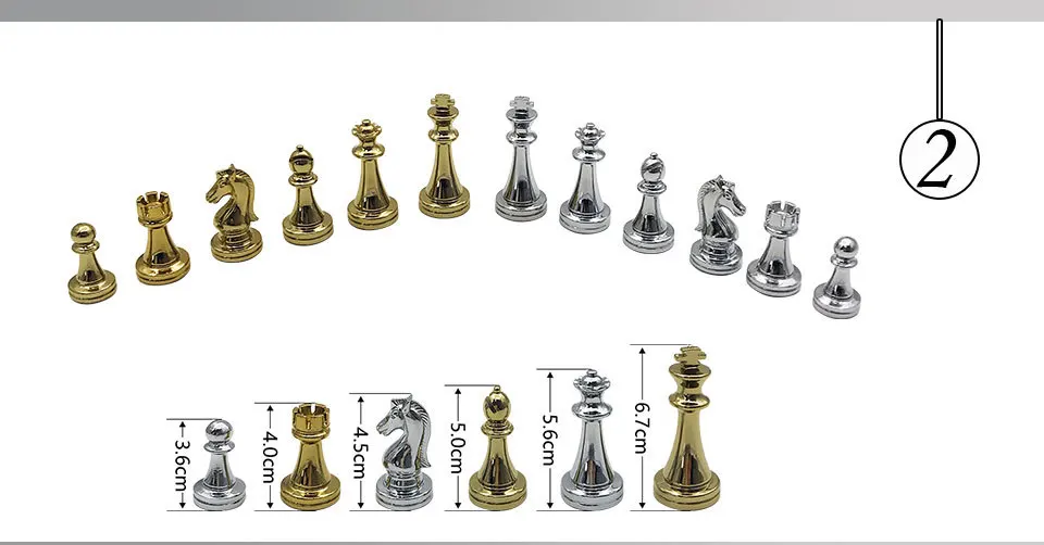 Easytoday Metal Glossy Golden And Silver Chess Pieces Solid Wooden Folding Chess Board High Grade Professional Chess Games Set (2)