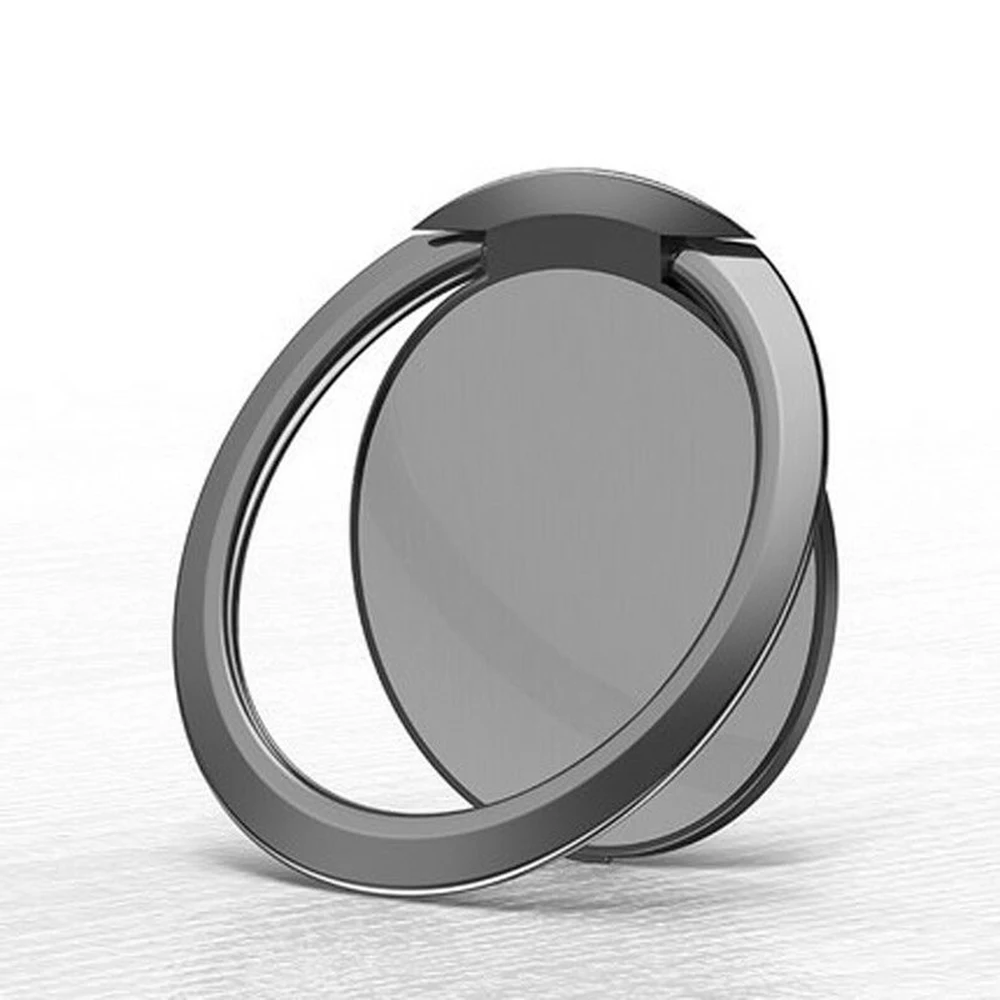 360-дисковое вращающееся металлическое кольцо для samsung ультратонкий магнитный держатель для телефона стенд для колец на палец для IPhone для huawei для Vivo - Цвет: black