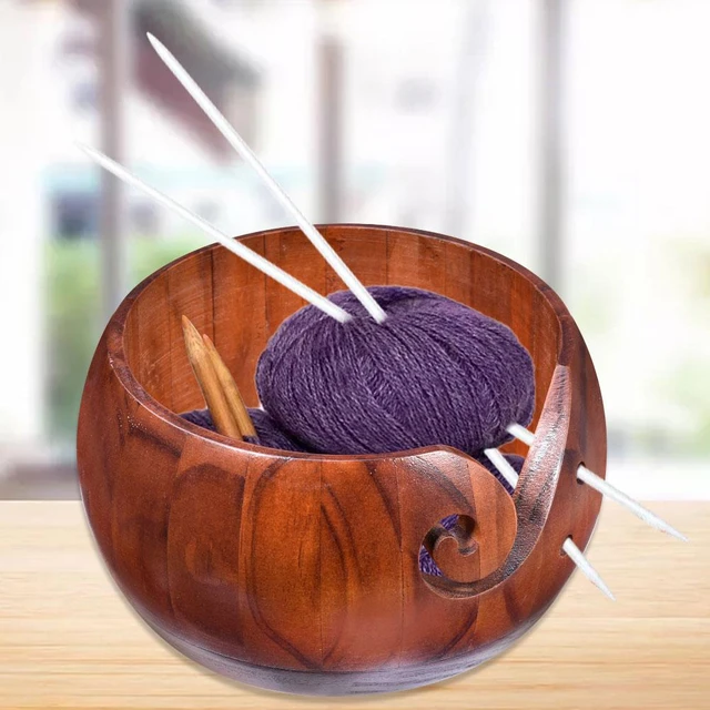 Yarn Storage Bowl Wooden Yarn Bowl For Crocheting No Tangling Wool Knitting  Bowl With Holes Wooden Yarn Bowl For Knitting - AliExpress