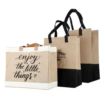 

Letter Printed Reusable Large Tote Shopping Bag Grocery Storage Pouch Organizer
