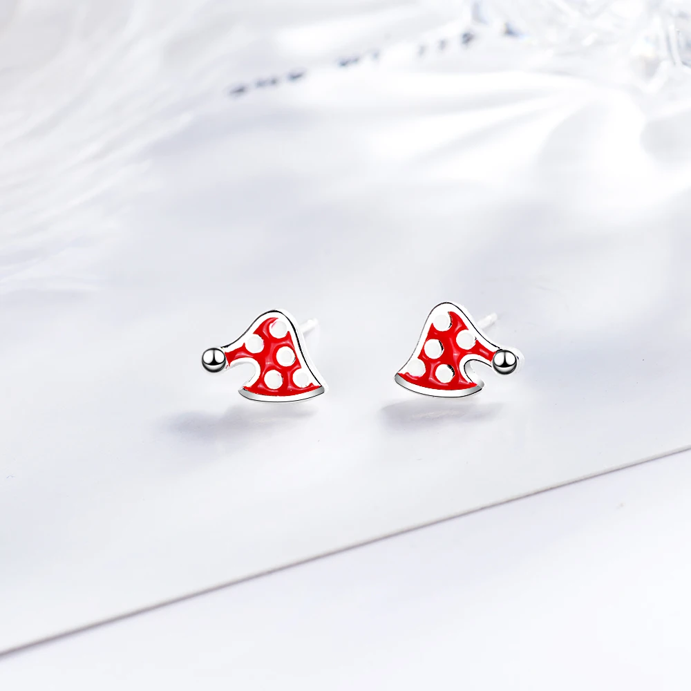 Dainty 925 Sterling Silver Christmas Stud Earrings For Women Tree Snowflake Bell Snowman Deer Earrings Jewelry Xmas Gifts - Окраска металла: S-E709