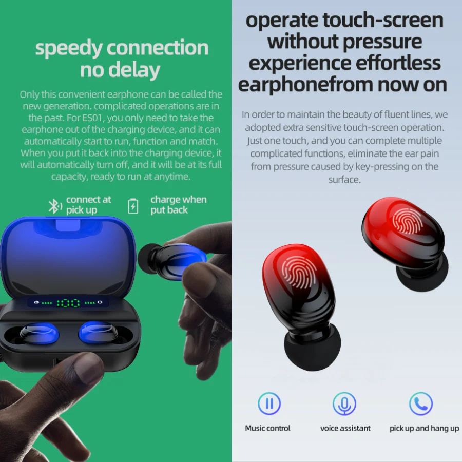 TWS 5,0 в Bluetooth наушники CBAOOO беспроводные наушники HD стерео сенсорное управление Беспроводные наушники с двойным микрофоном шумоизоляция