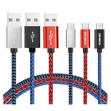 Sinbeda кабель Micro USB для быстрой зарядки 1 м, 1,8 м, 3 м, адаптер для Android, кабель для зарядки 5 В, а, плетеный нейлоновый usb-кабель для мобильного телефона