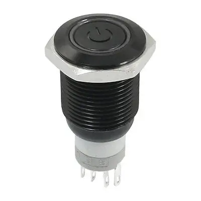 

DC3-6V White LED Power Indicator SPDT 16mm Latching Plastic Push Button Switch