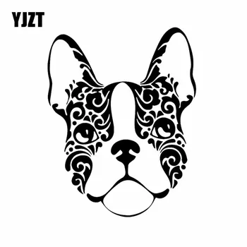 

YJZT 13.1X16.7CM French Bulldog Sugar Skull Frenchie Dog Vinyl Decal Car Stickers Black/Silver C24-1591