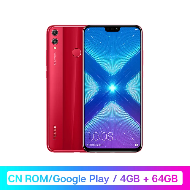 Смартфон Google Play Honor 8X8 X с глобальной ПЗУ, 4 Гб ОЗУ, 64 ГБ/128 ГБ, Восьмиядерный процессор Kirin 710, 6,5 дюйма, 20 МП, двойная тыловая камера, мобильный телефон OTA Промокод: newyear1200/ Промокод: newyear600 - Цвет: 4GB 64G Red