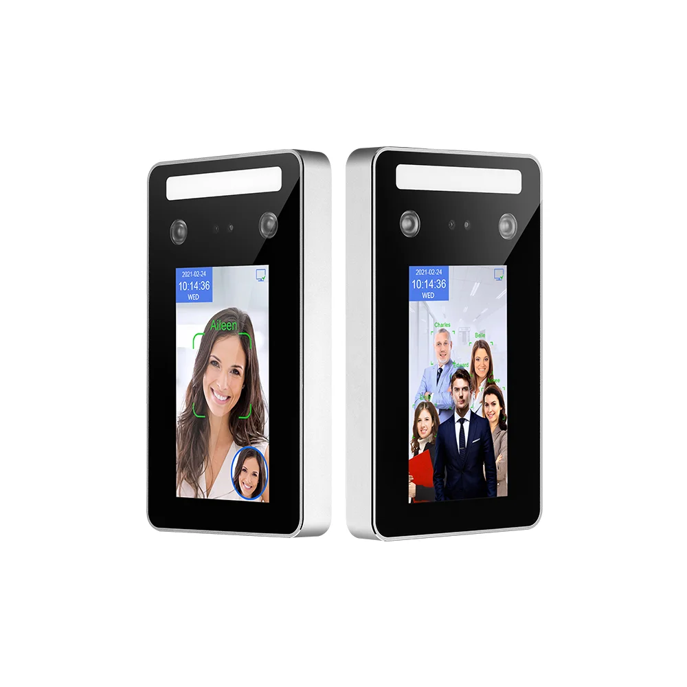 Ai Face Biometric Facial Recognition Access Control with Thermometer Temperature Measurement with QR Code NFC Reader Optional