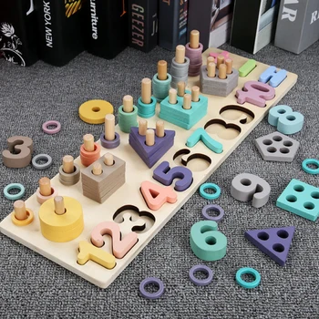 

Kids Toys Montessori Educational Wooden Toys Geometric Shape Cognition Matching Math Baby Early Educational Toys For Children