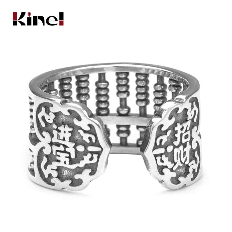 Kinel S925 Серебряное кольцо, Ювелирное кольцо, уличное, горячее Ретро, индивидуальность, тренд, счастливое кольцо-счеты, открытие, регулируемое для мужчин и wo