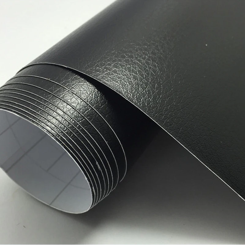 Premium Black Leather Pattern PVC Adhesive Vinyl Film Stickers For Auto
