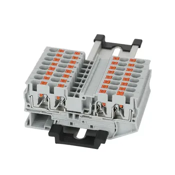 

Din Rail Terminal Block 10Pcs PT4-QUATTRO 4 Conductor Push In Spring Screwless Feed Through Terminal Strips Block Wire Conductor