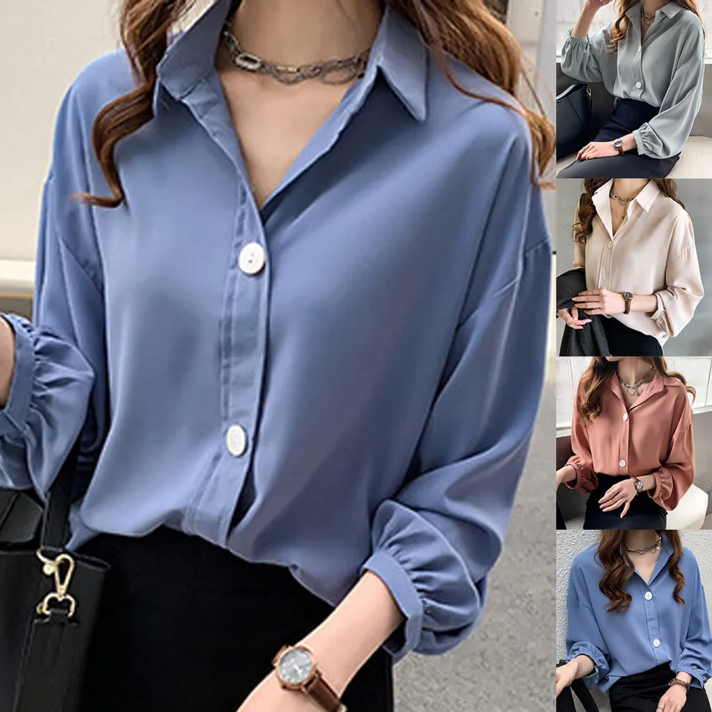 

Fashion Women Blouse Sweet Chiffon Blouse Solid Lantern Sleeve Blouses Elegant Ladies Shirt Ladies Tops Working Chemisier #3