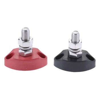 

4xBlack+Red Junction Block Power Post Insulated Terminal Single Stud 6mm/8mm