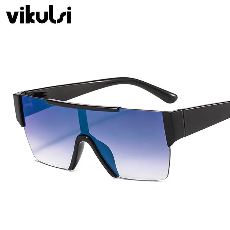 Модные уникальные Квадратные Солнцезащитные очки для женщин и мужчин, фирменный дизайн, негабаритные отражающие зеркальные очки с покрытием, женские солнцезащитные очки - Цвет линз: E396 blue mirror