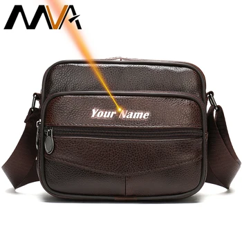 

MVA Men Shoulder Bag Leather Mens Messenger Bags Vintage Engraved Genuine Leather Crossbody Bag Man Small tas kulit pria 7033