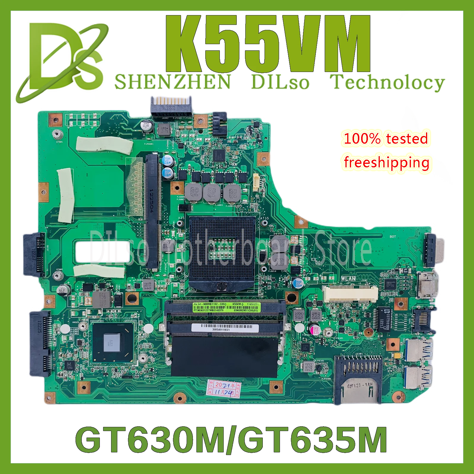 KEFU K55VM материнская плата для ASUS K55V K55 K55VJ ноутбука PGA 989 GT630/GT635M 2GB тест оригинальная |