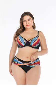 

plus size sexy bikini 2020 fashion printing custom fit two-piece swimsuit