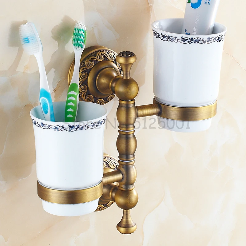 European towel rack all copper towel rack/towel rack thickened antique rotating towel bar/single or double pole - Цвет: Цвет: желтый