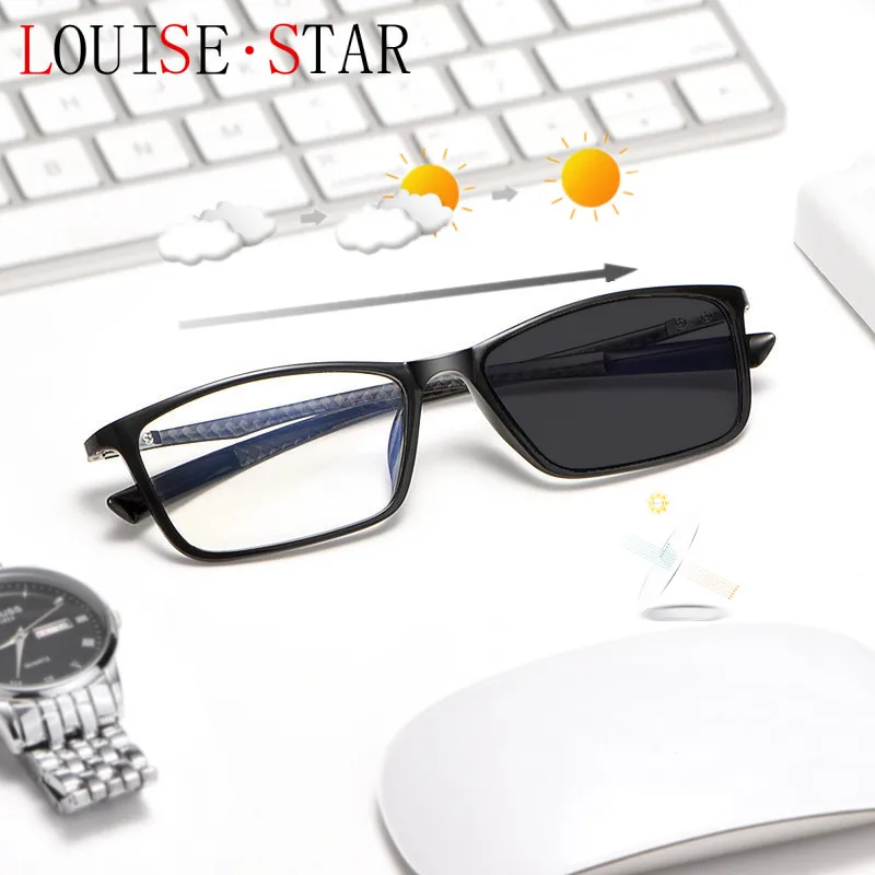 

High Quality Fashion Photochromic Filter Sunglasses Reading GlassesUltra Light Carbon Brazing Computer GlassesFrame UV40+1.0+6.0
